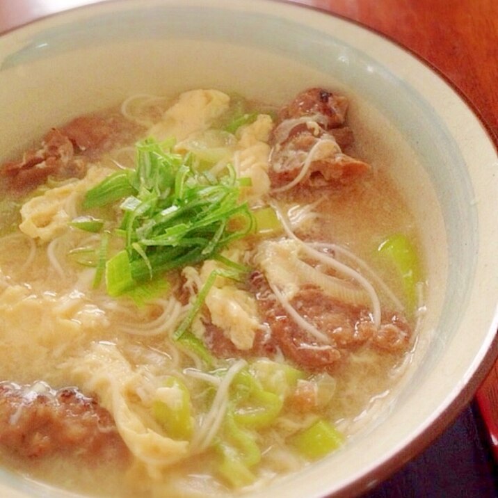 あったか〜な♡チキンの卵とじにゅうめん